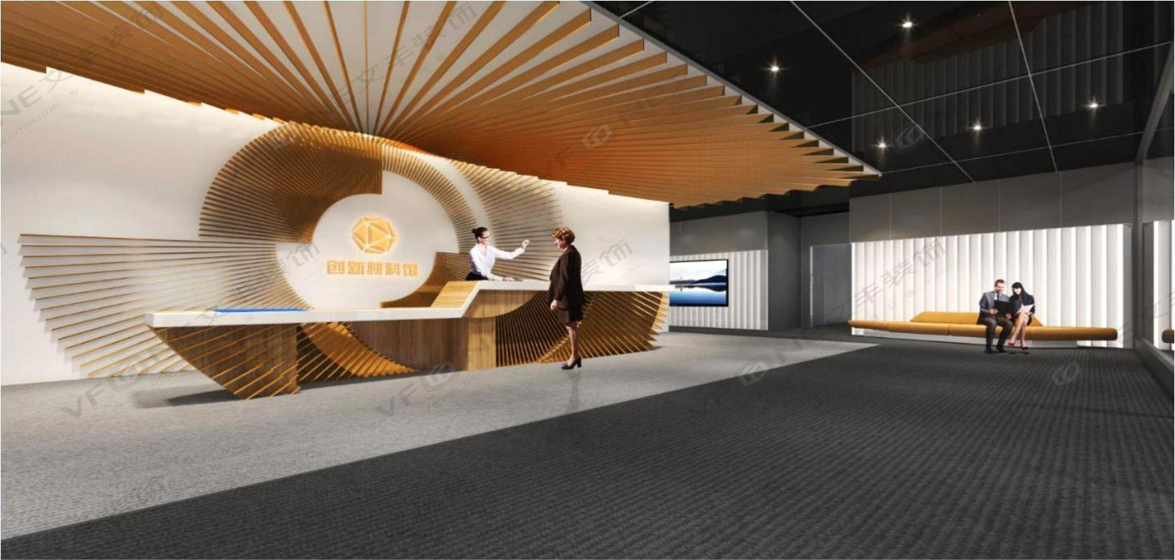 展廳裝修效果圖 | 簡潔的線性設(shè)計構(gòu)建出濃厚的科技氛圍